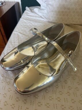 Larroude Blair Ballet Flats 7.5 in Silver Specchio EUC